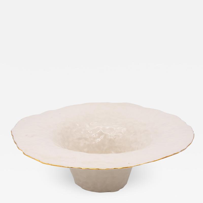 Cream Bowl with exaggerated edge and Gilt lip
