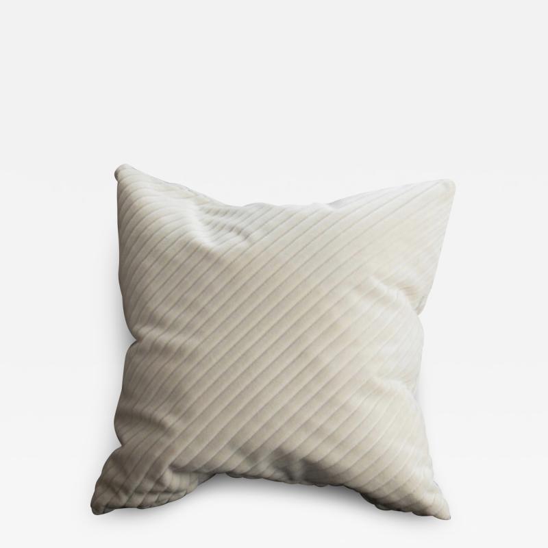Cream Corduroy Velvet Diagonal Striped Pillow