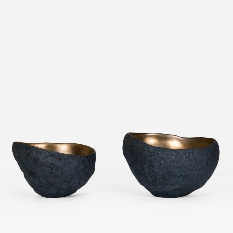 Cristina Salusti 2 Ceramic Bowls with Bronze Glaze by Cristina Salusti