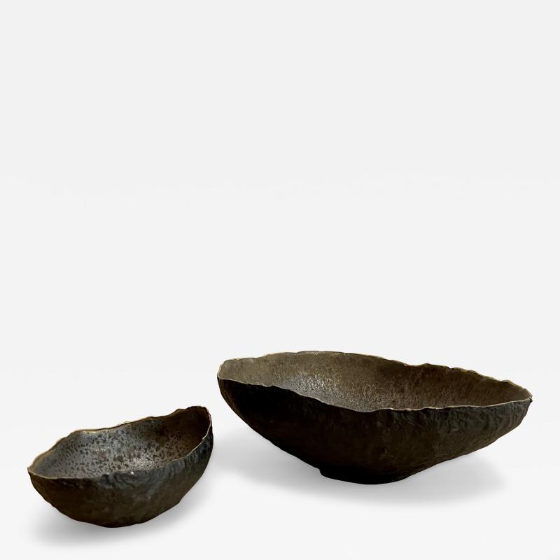 Cristina Salusti Set of two unique gold rimmed ceramics