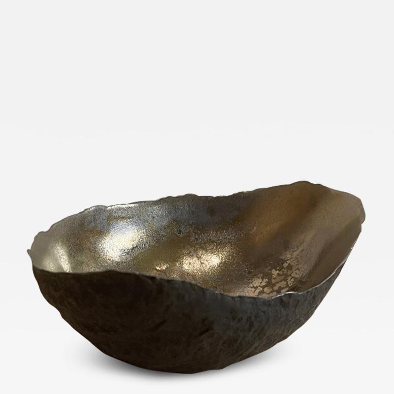 Cristina Salusti Small vessel with textured bronze glaze 2023