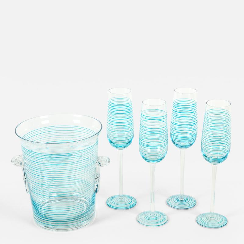 Crystal Ice Bucket w Glasses 5 Pcs