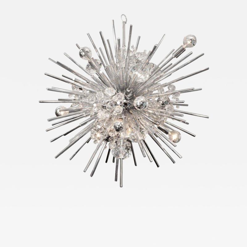 Crystal Sputnik Chandelier with Nickel Telescopes