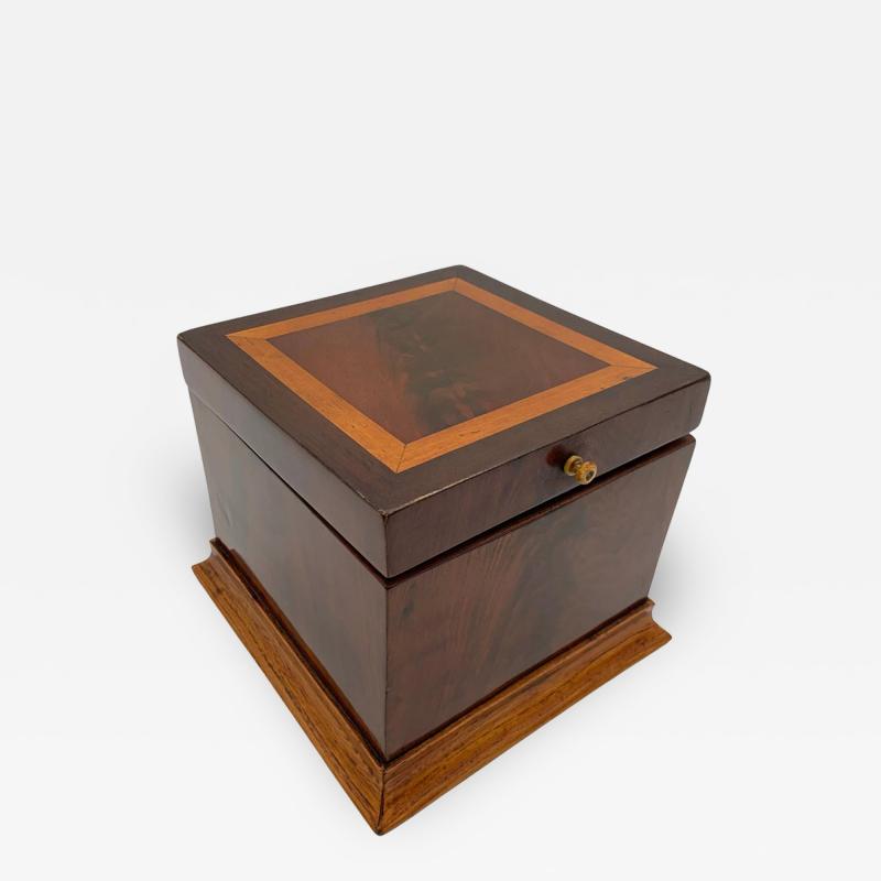 Cubic Biedermeier Box Mahogany and Maple Austria circa 1840