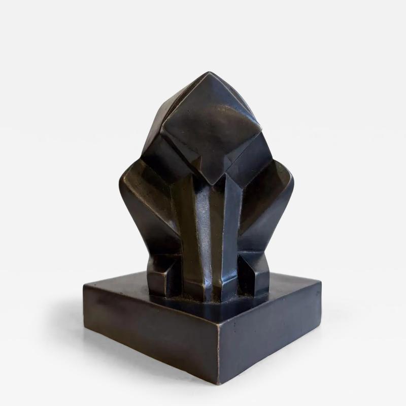 Cubist Sculpture Monkey by J el Martel 1935 Signed