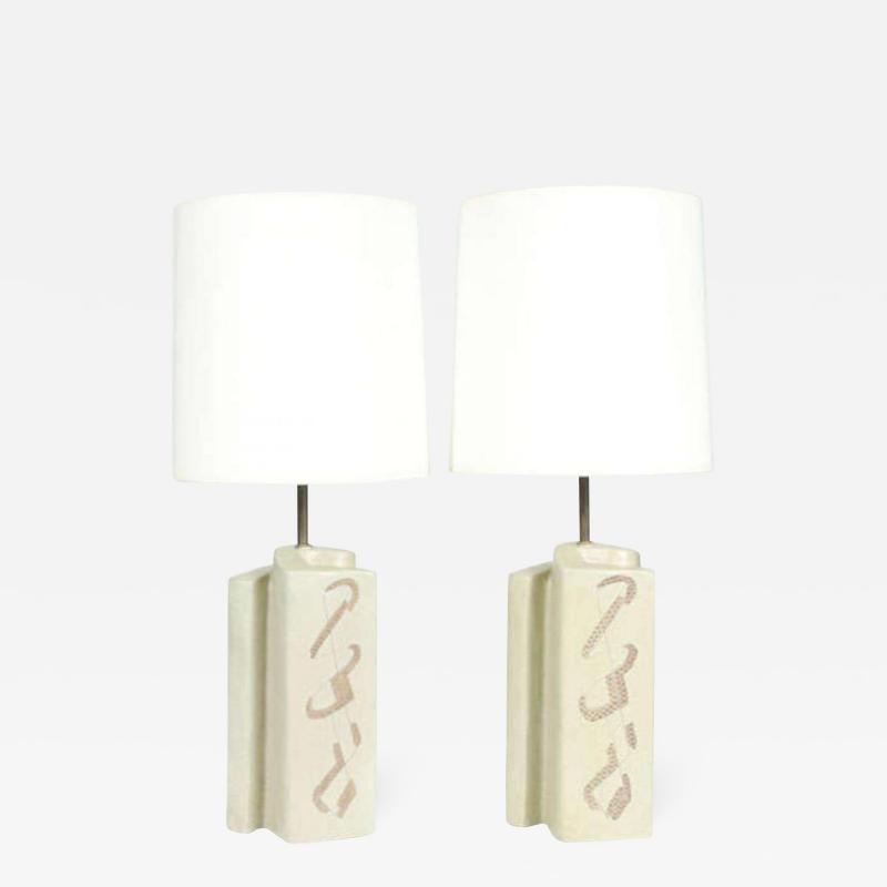 Cubist Twisted Ceramic Table Lamps by Marianna von Allesch