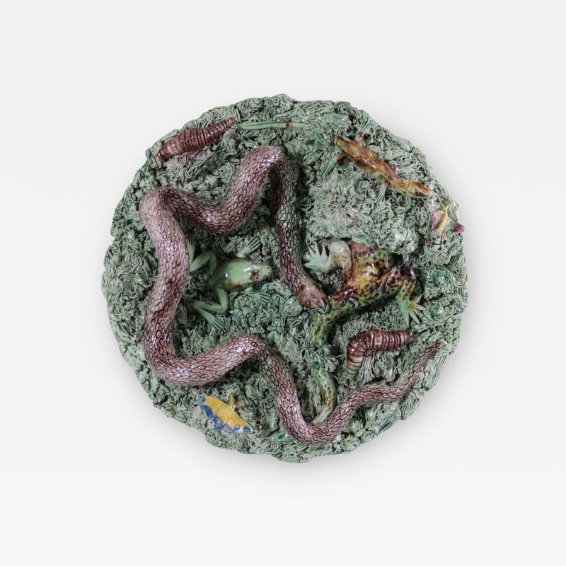 Cuhna Palissy Majolica Lizard and Snake Plate