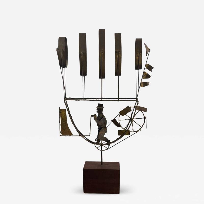 Curtis Jer BRUTALIST MAN DRIVING FLYING MACHINE SCULPTURE BY CURTIS JERE