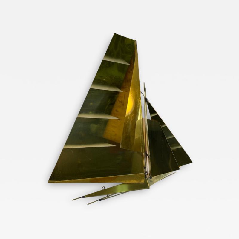 Curtis Jer CURTIS JERE MODERNIST BRASS SAILBOAT WALL SCULPTURE
