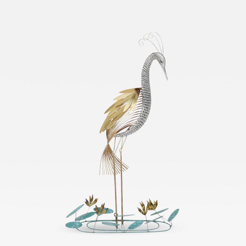 Curtis Jer Curtis Jere Brass Wall Mounted Heron Sculpture 1988