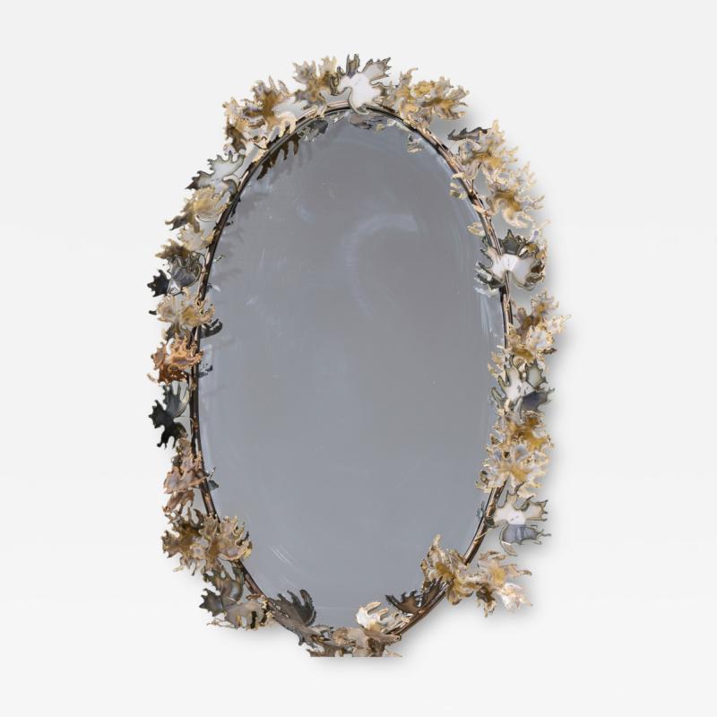 Curtis Jer Curtis Jere Brutalist Mid Century Leaf Mirror