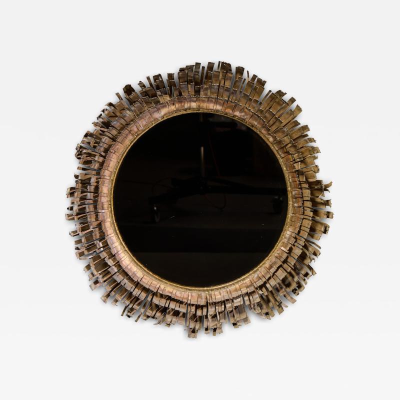 Curtis Jer Curtis Jere Mid Century Brutalist Copper and Brass Eyelash Mirror
