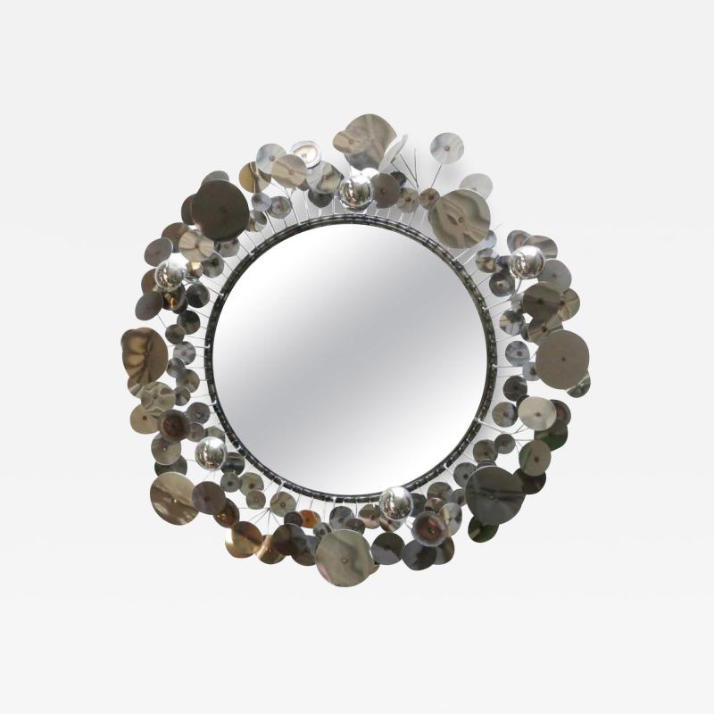 Curtis Jer Curtis Jere Raindrops Chrome Sculptural Wall Mirror by Jonathan Adler