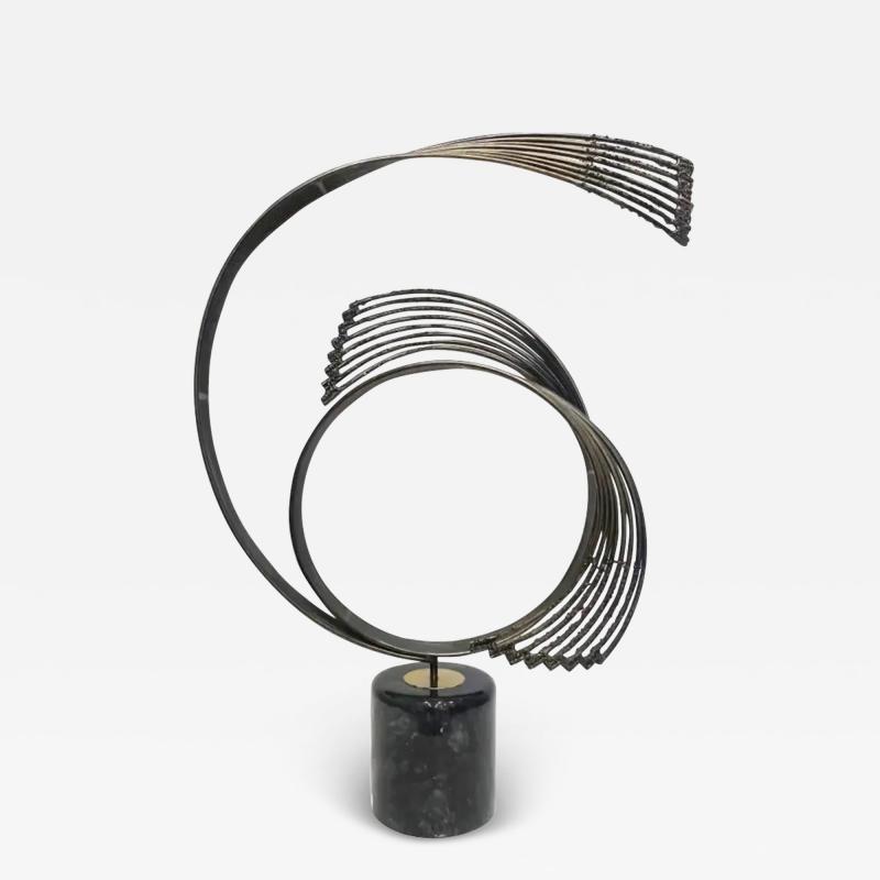 Curtis Jer Curtis Jere Windswept Brutalist Sculpture Brass and Marble