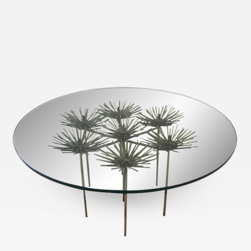 Curtis Jer French Pom Pom Bronze Gilt Iron Curtis Jere Style Petite Cocktail Table