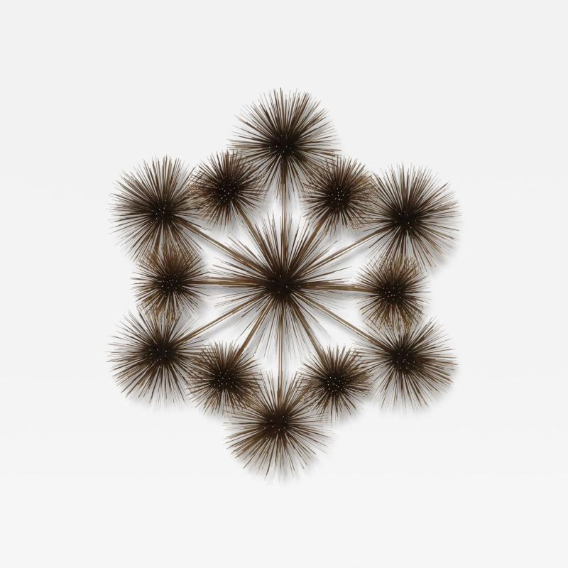 Curtis Jer Large Brutalist Pom Pom Brass Wall Sculture by Curtis Jere Signed and Dated