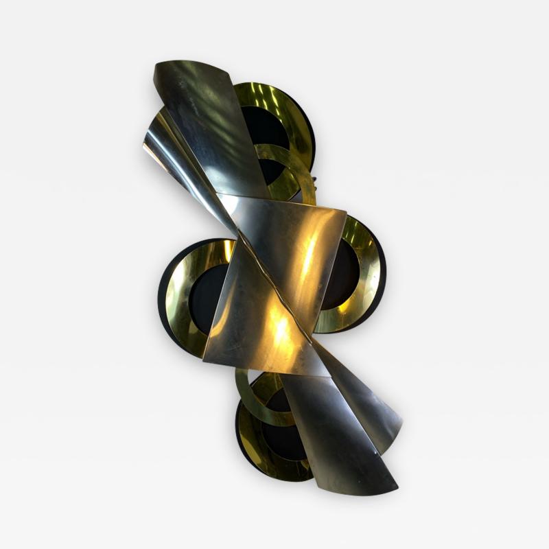 Curtis Jer MODERNIST BLACK BRASS AND CHROME WALL SCULPTURE BY CURTIS JERE