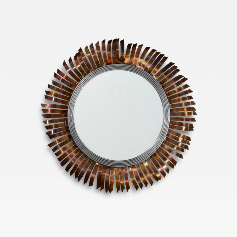 Curtis Jer Mid Century Modern Curtis Jer Brutalist Eyelash Sunburst Copper Wall Mirror