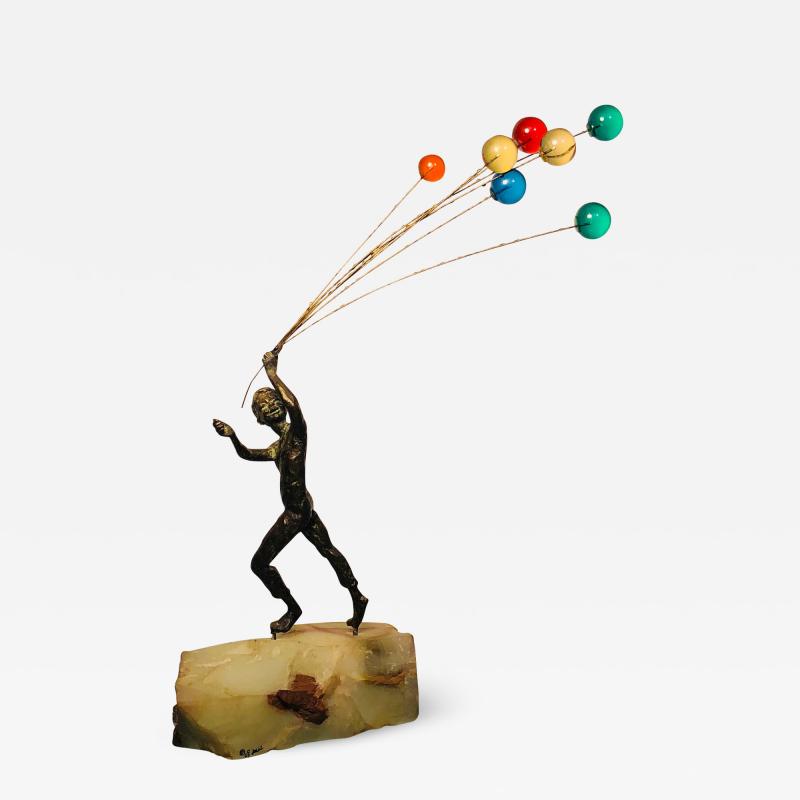 Curtis Jer Rare Model of Sculpture of Boy Holding Balloons by Curtis Jere