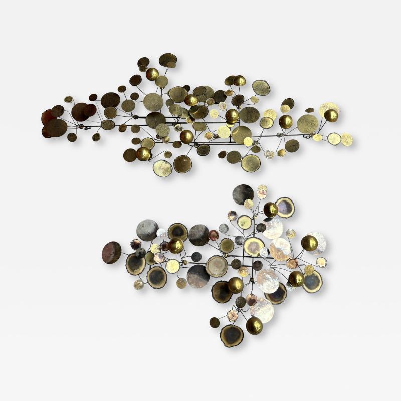 Curtis Jer Wonderful Pair of Brass Curtis Jere Raindrops Wall Sculpture Mid Century Modern