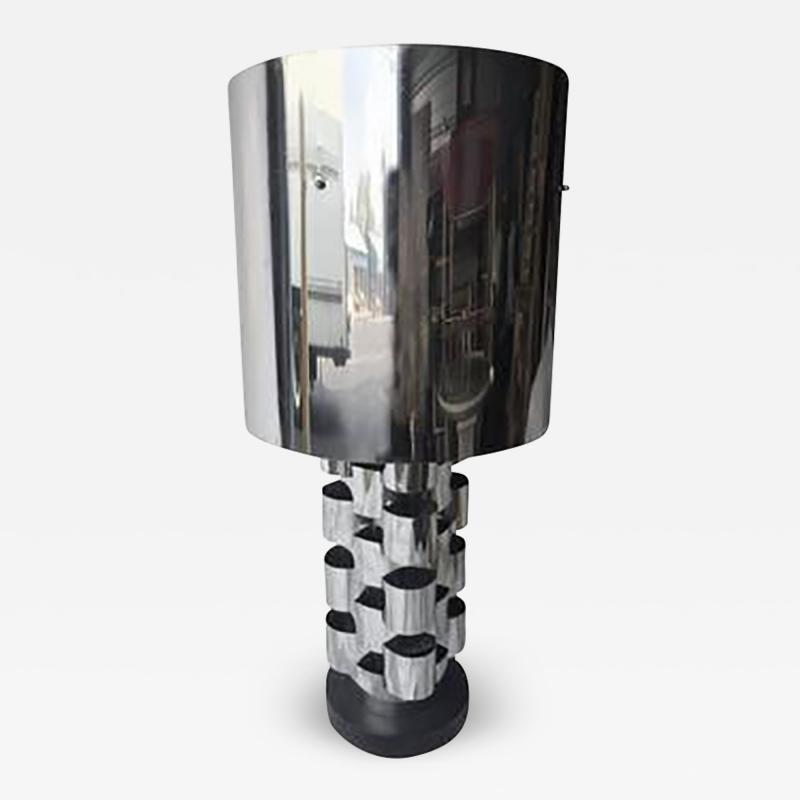 Curtis Jere Brutalist Polished Chrome Table Lamp by Curtis Jere