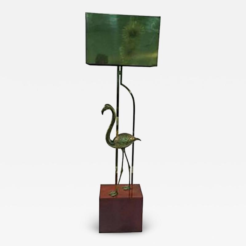 Curtis Jere Exceptional Signed Curtis Jere Brass Flamingo Sculptural Floor Lamp