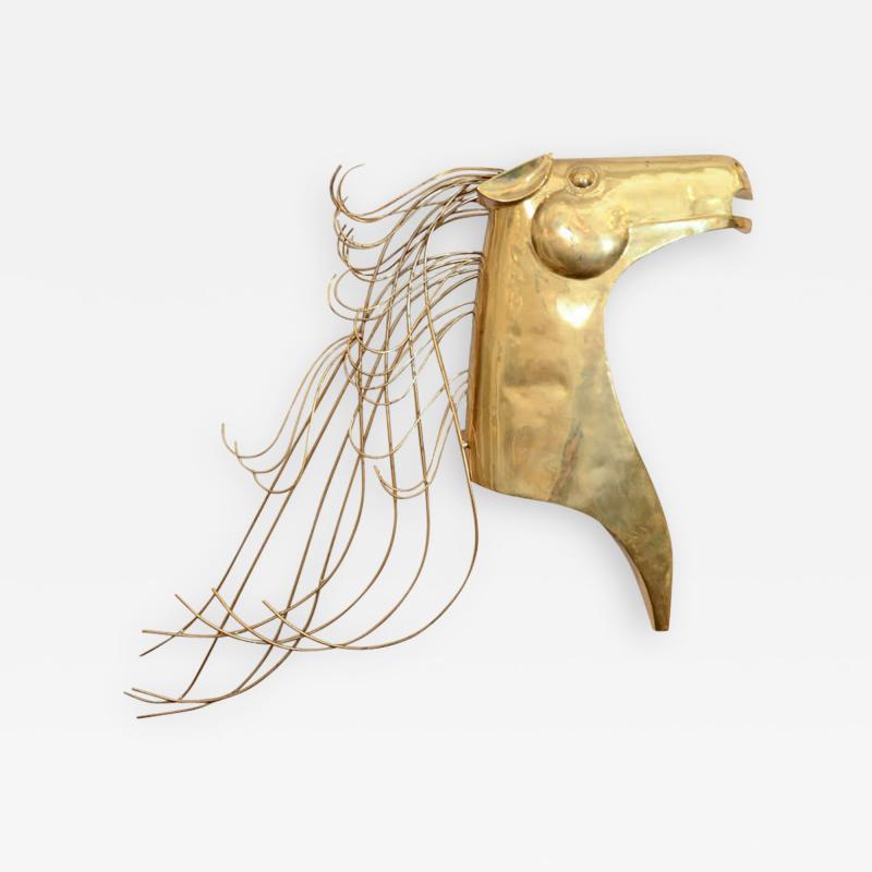 Curtis Jere Great Pair of Modernist Brass Horsehead Wall Sculptures by Curtis Jere