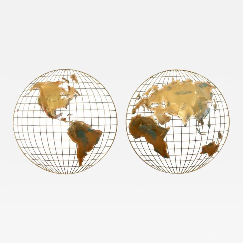 Curtis Jere Pair of Curtis Jere Globe Wall Hangings