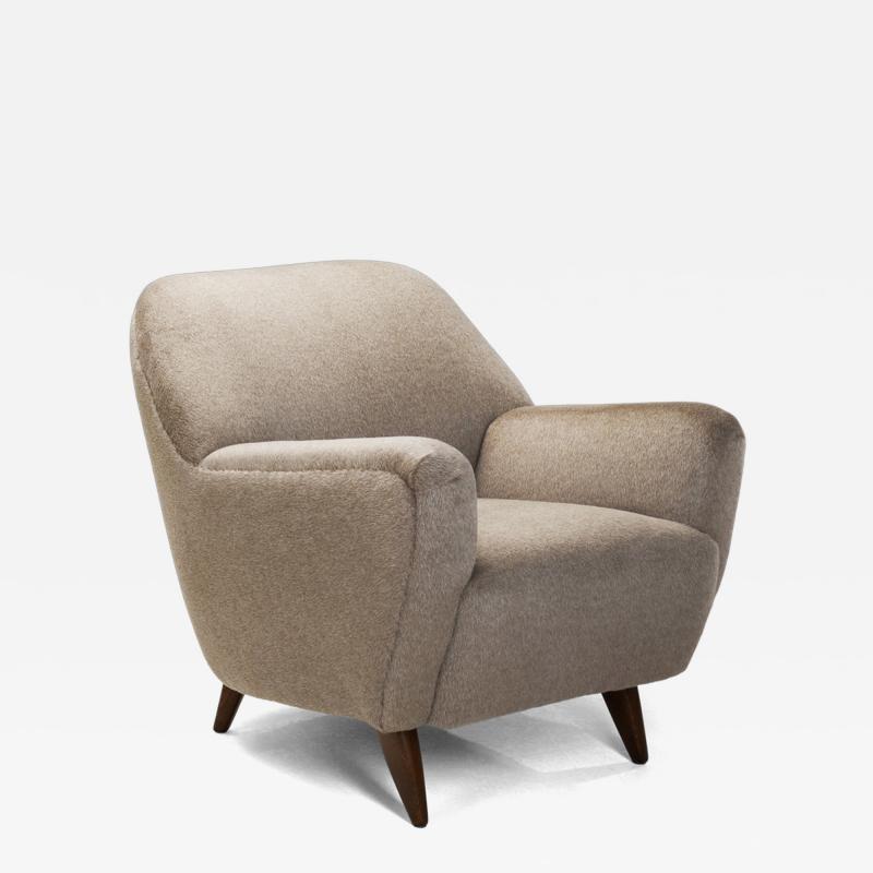 Curved Armchair in Taupe Upholstery Europe ca Mid 20th Century