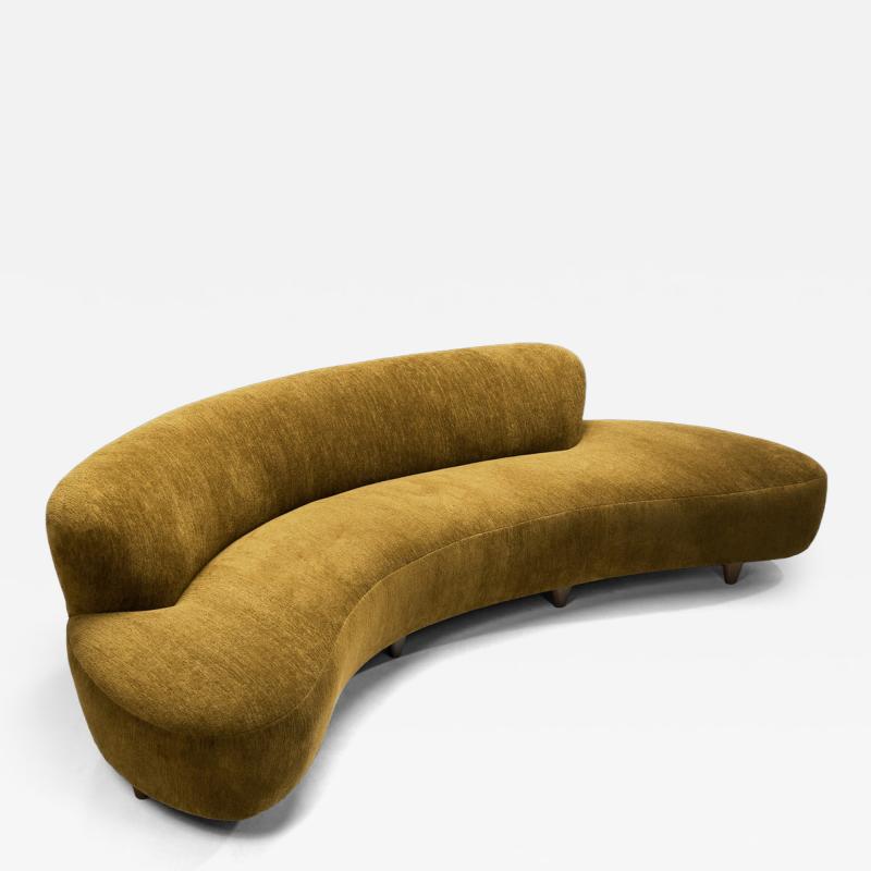 Curved Sofa in Earth Toned Upholstery United States 1980s