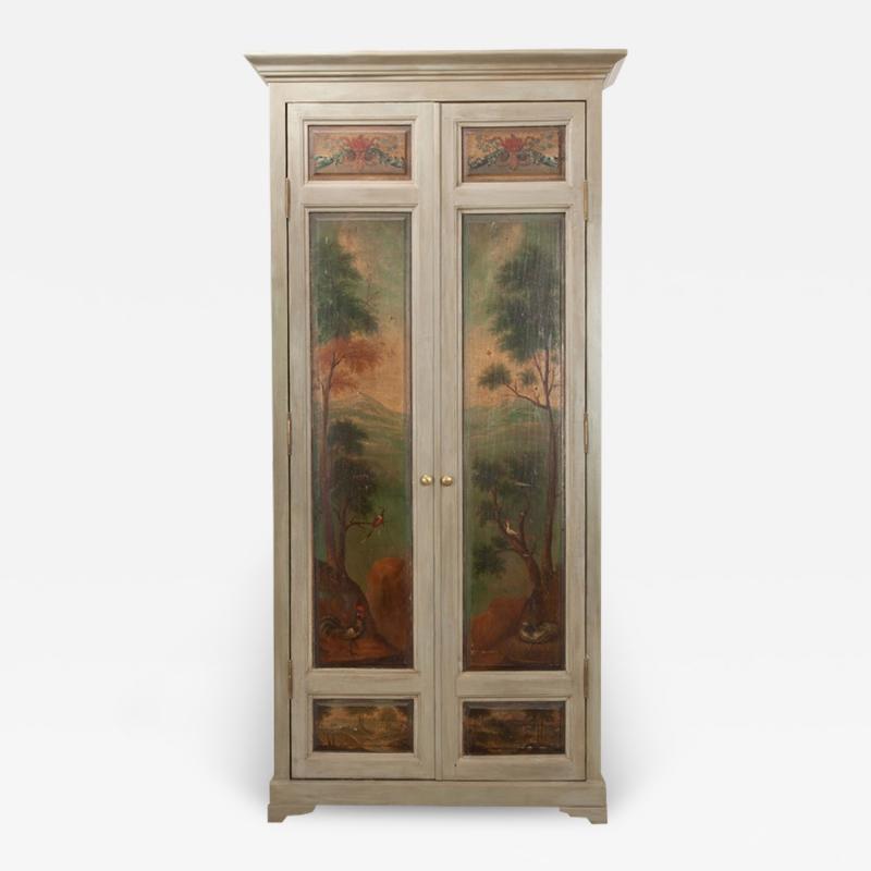 Custom Armoire Made with 19th Century Painted Boiserie Doors