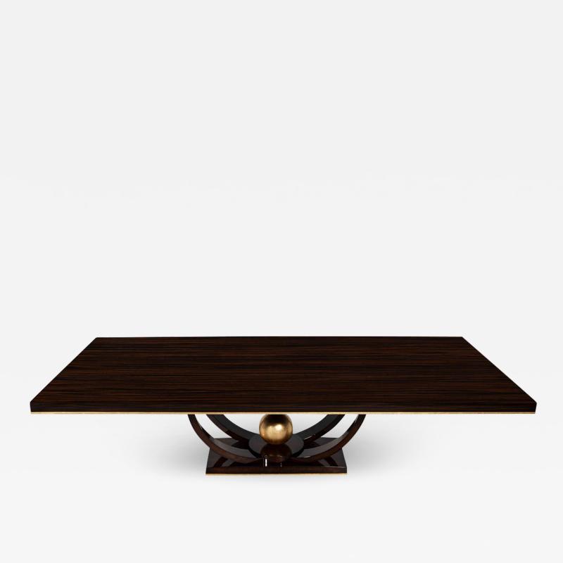 Custom Art Deco Inspired Macassar Dining Table Gold Leaf