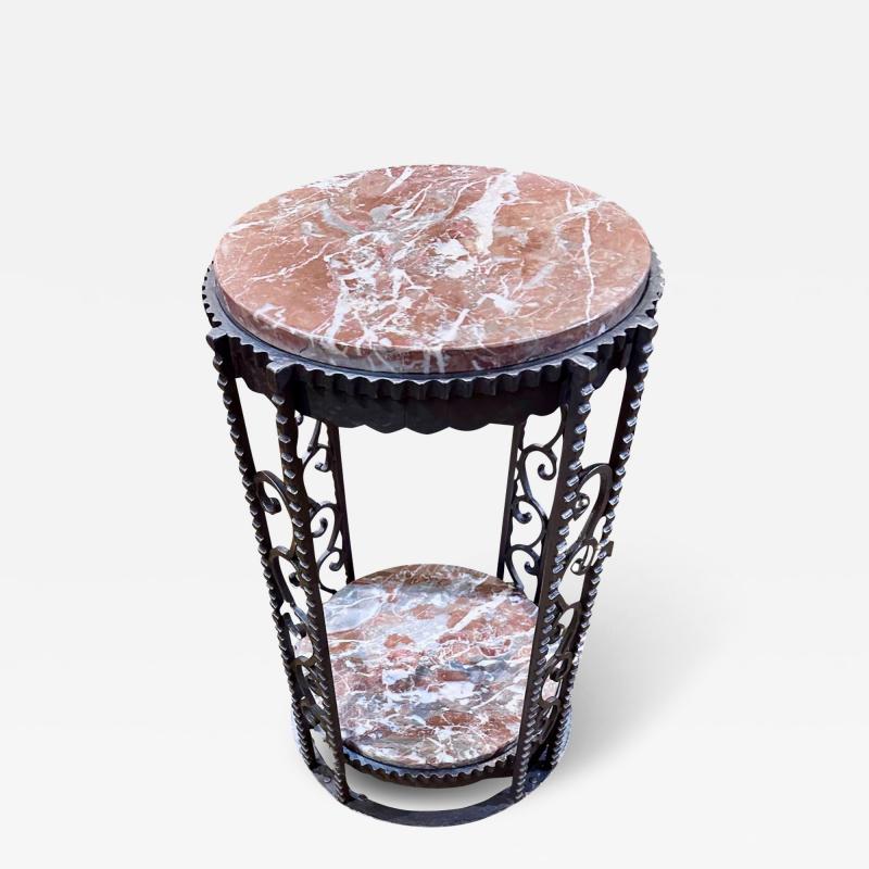 Custom Art Deco Iron Two Tiered Side Tables French Style