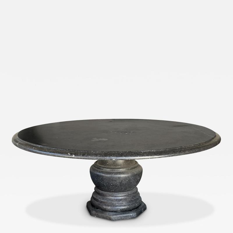 Custom Belgian Belgian Bluestone Round Dining Center Table with Baluster Base