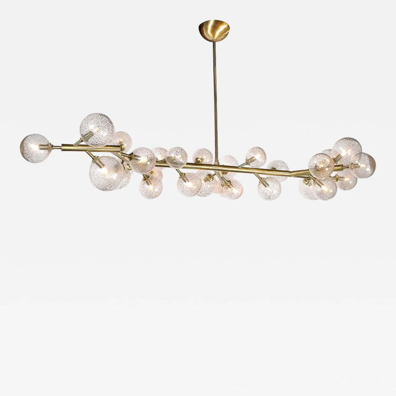 Custom Branch Form Hand blown Murano Glass w 24k Gold Brass Fitted Chandelier