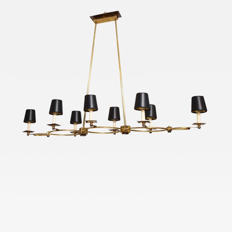 Custom Brass and Bronze Eight Arm Fixture in the Midcentury Manner