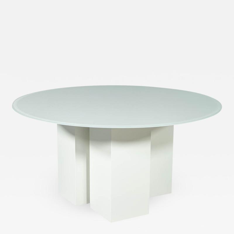 Custom Geometric Base Glass Top Dining Table