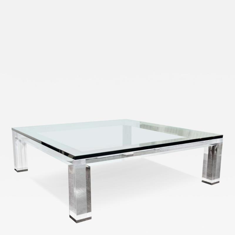 Custom Lucite and Glass Coffee Table
