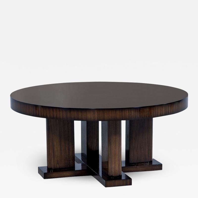 Custom Macassar Ebony Round Modern Cocktail Table