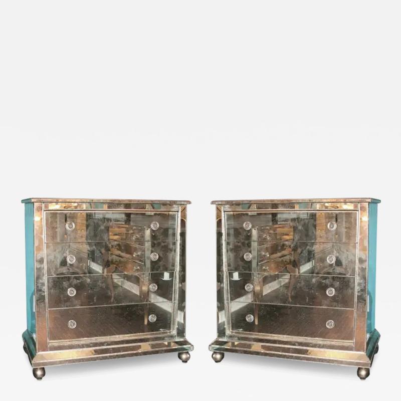 Custom Mirrored Ball Foot Dressers