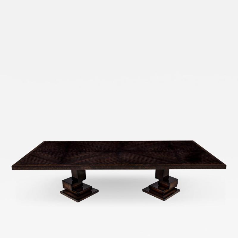 Custom Modern Dining Table Macassar Diamond Pattern Top