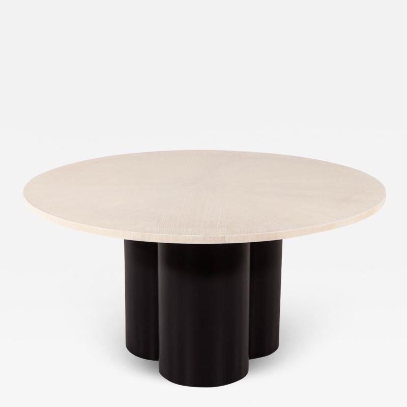 Custom Modern Round Oak Dining Table Washed Finish