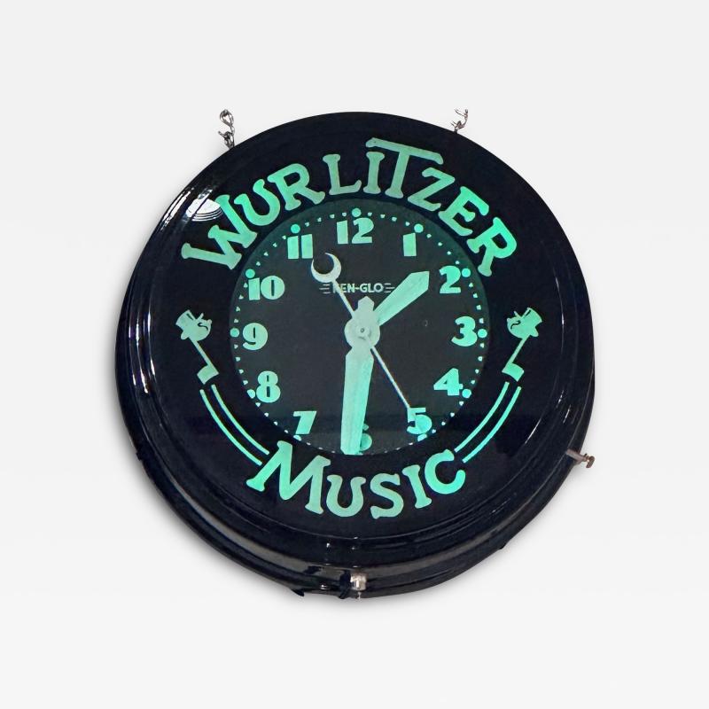 Custom Neon Wurlitzer Wall Clock Art Deco