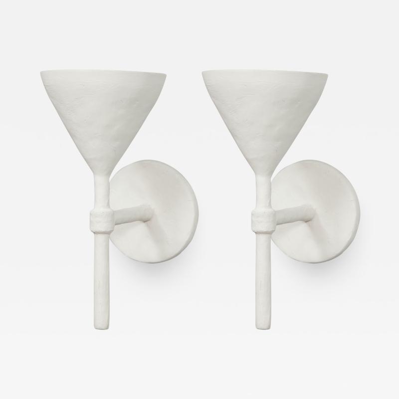 Custom Pair Cone Shaped Plaster Sconces in the Giacometti manner 21st c
