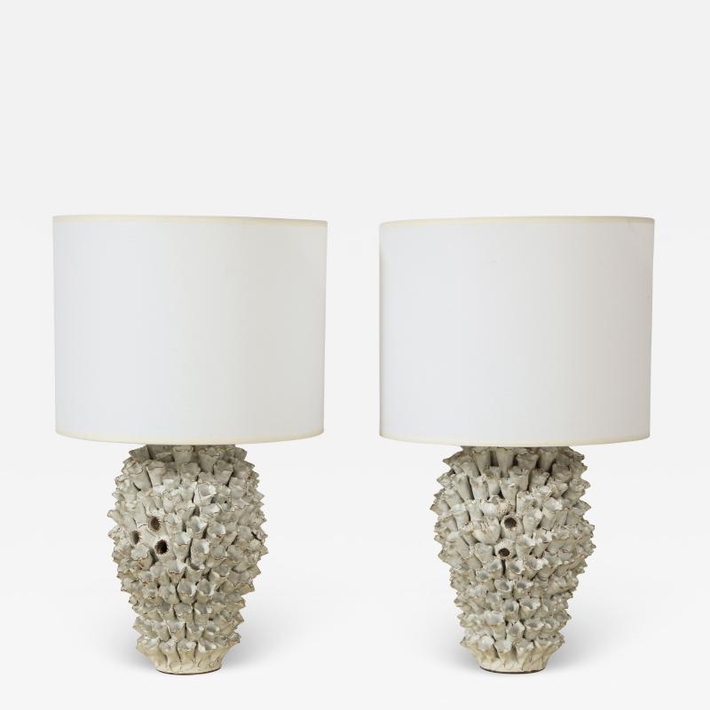 Custom Pair of Barnacle Ceramic Lamps