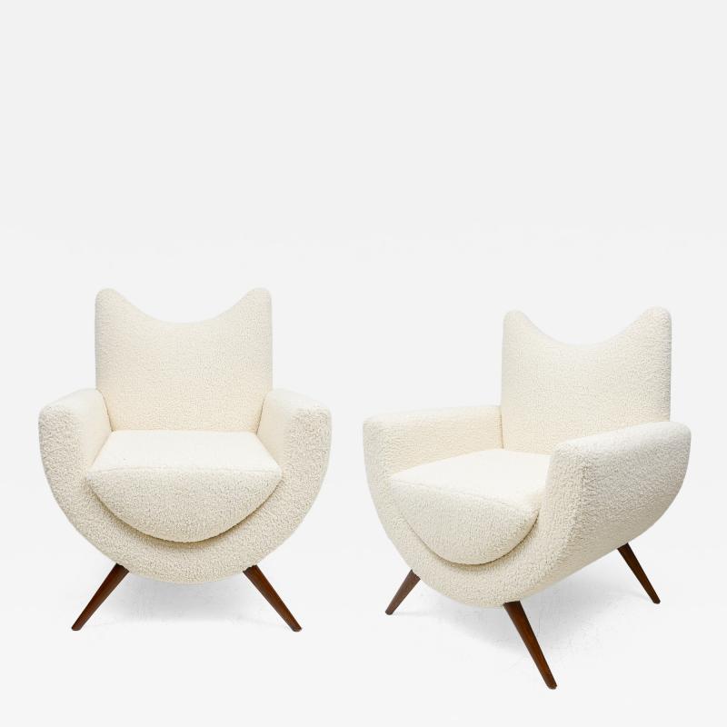 Custom Pair of Sculptural Mid Century Modern Style Lounge Chairs