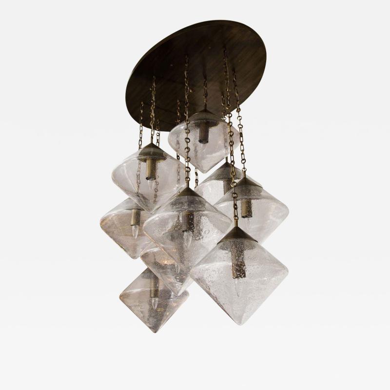 Custom Prism Globe Chandelier in Antique Brass Finish