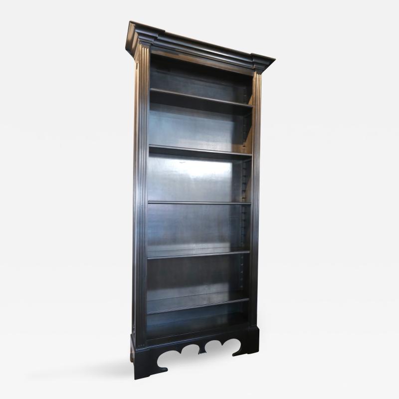 Custom Tall Ebonized Bookcase with Adjustable Shelves