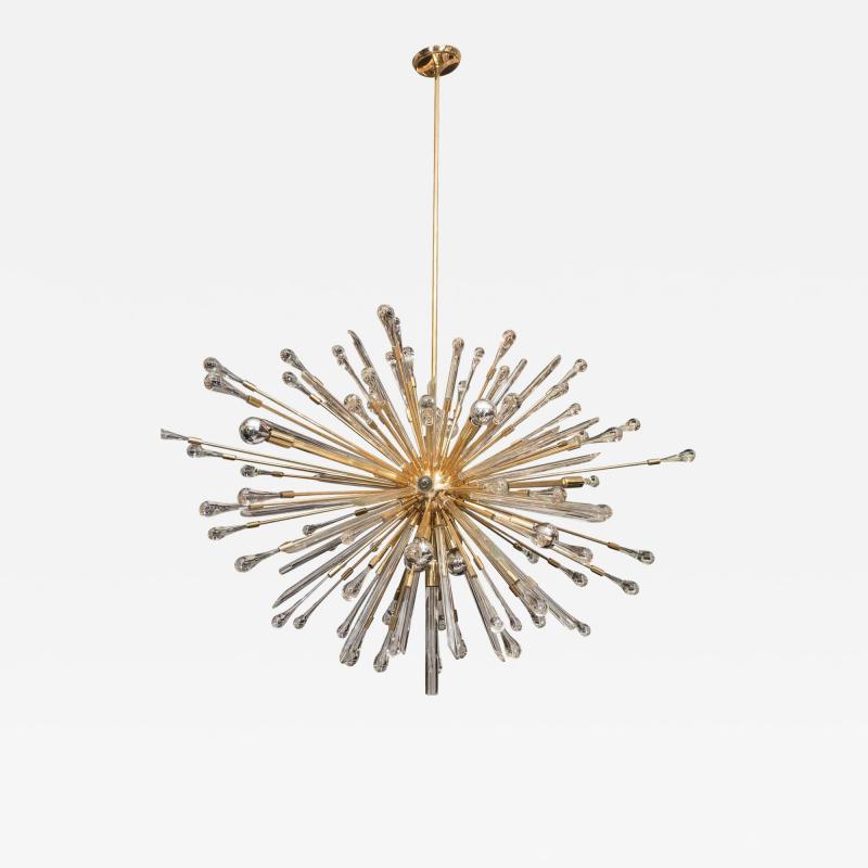 Custom Teardrop Oval Sputnik Chandelier in Brass