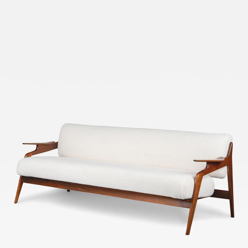 Custom Walnut Danish Settee in KnollTextiles Puff in Cloud